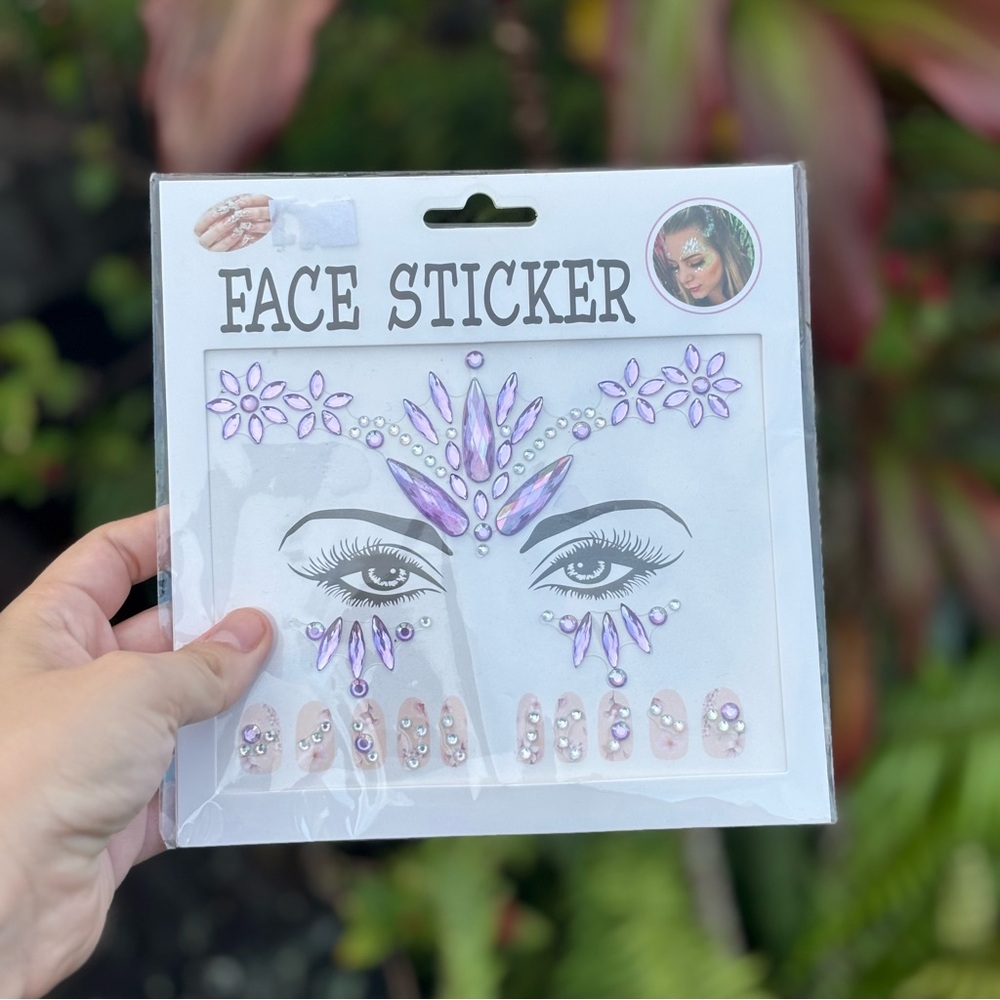 NWT Face Sticker Face Gems • Purple
